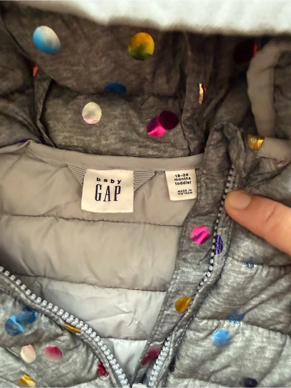Baby Gap Toddler Puffer Jacket with Multicolor Polka Dots